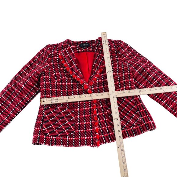 Talbots Red & Black Plaid Womens Blazer Jacket Button Front Pockets Size M - Picture 3 of 5